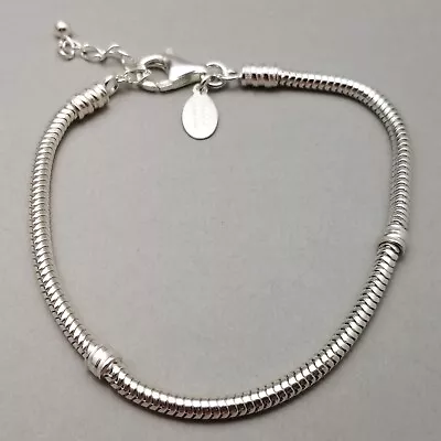 Charm Company Solid Sterling Silver Snake Chain Bracelet Hallmarked 21cm 8  8.7g • £24.99