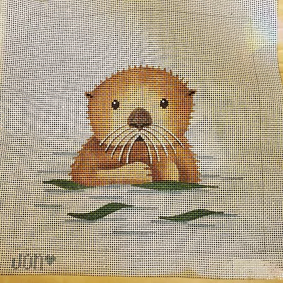 JON Adorable Otter Handpainted Needlepoint Canvas Vintage • $10.50