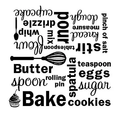 KITCHEN Bake Mixer Vinyl Wall Decal Wall Quote Subway Art Letters 8  X 8  • $12.93