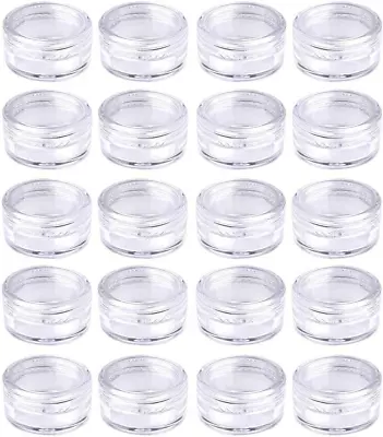 20 Pieces Small Clear Round Travel Sample Jar Pots For Women Creams Make-up - • £23.05