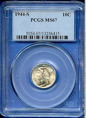 1944 S PCGS MS67 Mercury Dime 10c US Mint Silver 1944-S PCGS MS-67 OBH • $79.95