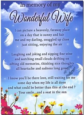 Grave Card - WONDERFUL WIFE With FREE Holder-M104 Memoriam Funeral Memoriam • £1.85