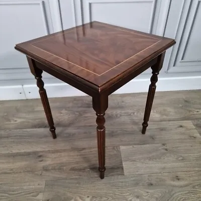 Vintage Wood Square Inlaid Coffee Table Side Table - Flame Mahogany Veneer? • £69.99