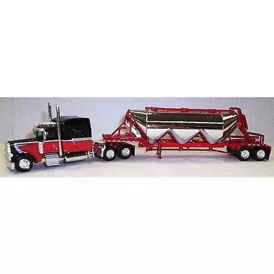 Trucks N Stuff Peterbilt 389 Tractor W/Pneumatic Semi Trailer Red/Black/White HO • $24.99