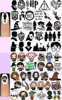 60x HARRY POTTER Nail Art Decals + Free Gems Hogwarts Crest Gryffindor Slytherin • $5.22