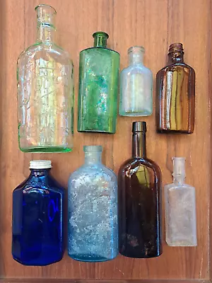 8 Old Glass Bottles - Lot Includes Boots Cash Chemist & Other Medicine Bottles • $40