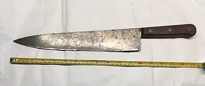 Vintage Large Chef Knife 12” Blade Full Tang Wood Handle • $50