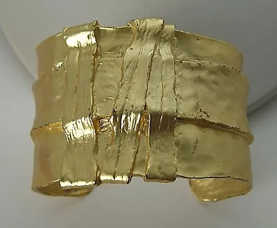 Dolce Vita Designer Satin Gold Tone Wide Fabric Style Metal Wrap Cuff Bracelet • $34.99