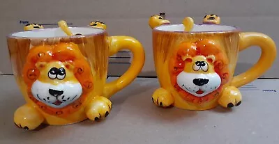 2x The Da Vinci Collection Handpainted Ceramic Coffee Cups - Lion • $7