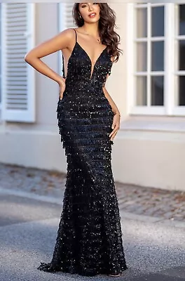 Evening Gown 12/14 Black Party Dress • £160