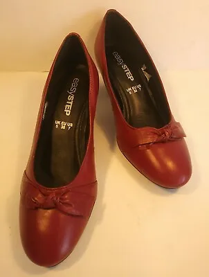 Easy Step Size 5 Red Faux Leather Court Shoes Bow Detail.    G80 • £25.99