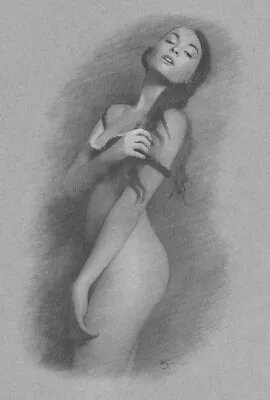 Female Nude DRAWING ORIGINAL Fine Art Charcoal  Naked Woman Pinup NO RESERVE N/r • £4.20