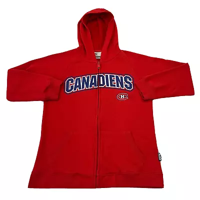 Montreal Canadiens Hoodie Boys Medium 10-12 Red Habs NHL Sweater Sweatshirt Kids • $11