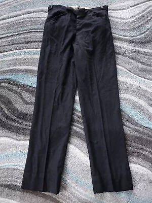 Vintage 40s 50s Pants Mens 30 X 31 Black Wool Striped High Rise • $79.94