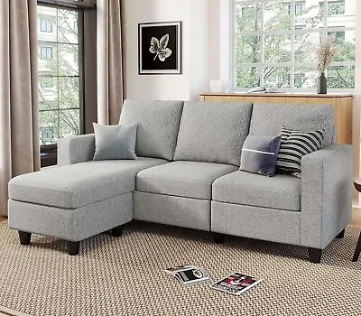 Belffin L Shaped Couch Convertible Sectional Sofa With Linen Fabric • $246