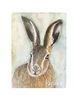 Painting Rabbit Portrait Watercolour By Kenna A5 Unfranked Original Artwork • $65