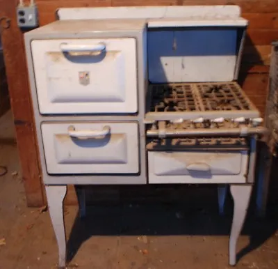 $250 • Buy Vintage Antique A-B Battle Creek Blue Porcelain Enamel Gas Cook Stove And Oven