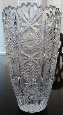 VTG 8  Crystal Vase With Sawtooth Scalloped Rim  • $29