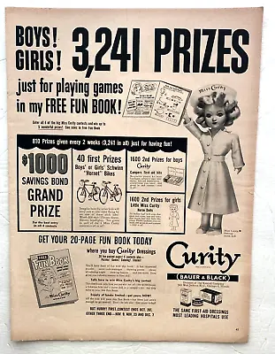 Miss Curity Vintage Print Ad 1952 Boys Girls Play Fun Games Prizes Fun Book • $11.89