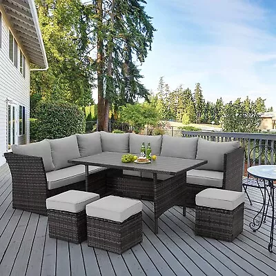 7PC Outdoor Patio Furniture Set Sectional Sofa PE Rattan Wicker Conversation Set • $699