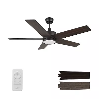 Smaair Trafford 52  Flush Mount Ceiling Fan With Dimmable LED Light And Remote • $159