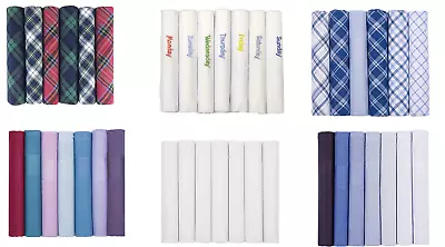 Mens 100% Cotton Handkerchiefs (Hankies Hankys)  Gift Boxed In Packs Of 6 Or 7 • £12.99