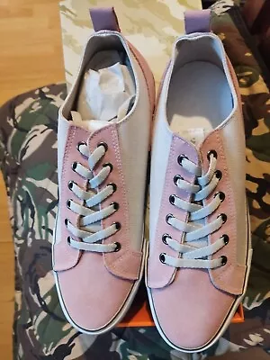 BNIB Maharishi Dusty Pink/Stone Suede And Canvas Trainers - Size UK 9.5 / EUR 44 • £29.99