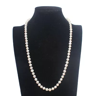 Genuine Natural White Pearl Necklace Choker Real Pearl Sterling Silver Clasp • $8.99