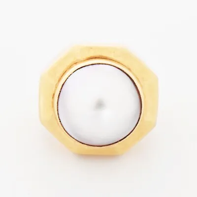 14k Yellow Gold Estate Mabe Pearl Cocktail Ring Size 6.75 • $708.29