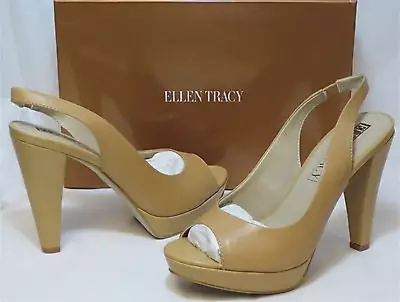 ELLEN TRACY Women's Nights Peep Toe Platforms - Tan - • $22.42