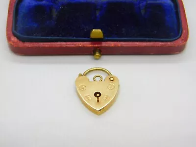 9ct Yellow Gold Heart Lock Charm Bracelet Clasp 1978 London Vintage • £95