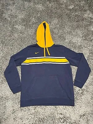 Michigan Wolverines Nike Sweater Adult Medium Navy Yellow Striped Hoodie Mens • $20.09
