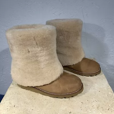 UGG Maylin Size 7 Chestnut Womens Pull On Sheepskin Shearling Cuff Boots • £72.02