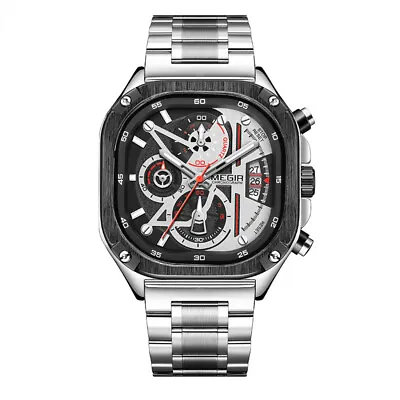 MEGIR Watch Men Waterproof Chronograph Military Business Man Sport Wristwatch • $42.89