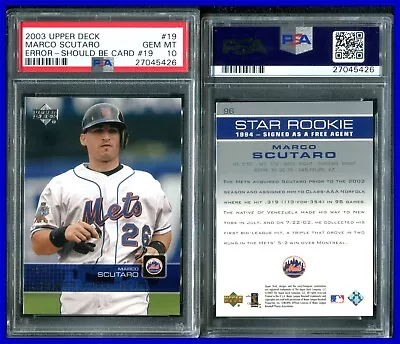 PSA 10 2003 Upper Deck #96B Marco Marcos Scutaro RC New York Mets POP2 • $65