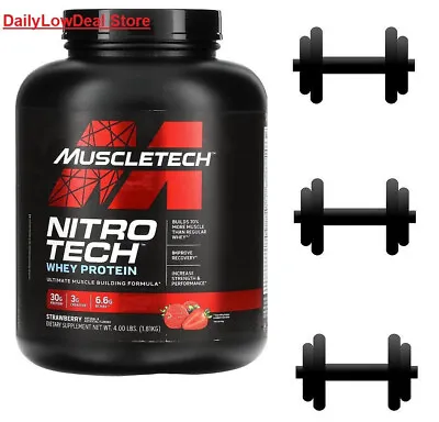 MuscleTech Nitro Tech Whey Protein Strawberry 4 Lbs 05/2025 • $62.90