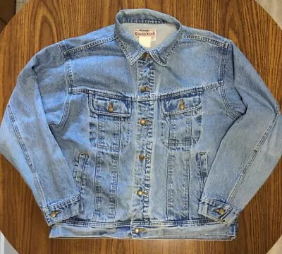 Wrangler Sz L Mens Rugged Wear Unlined Denim Jacket Jean Coat  RJK30VI • $29.95