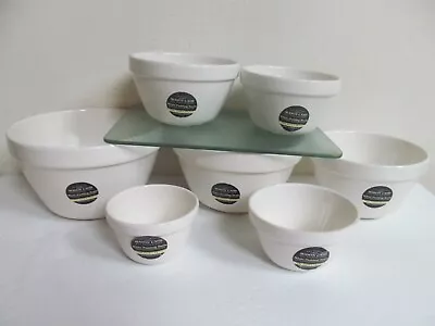 Mason Cash White Mixing Bowls Pudding Bowls Set Of 7 Stacking NEW • $66