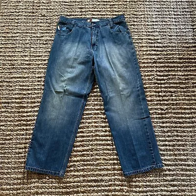 Vintage Mecca Jeans Mens 38 Blue Denim Pants Loose Baggy Grunge Skater Straight • $32.99