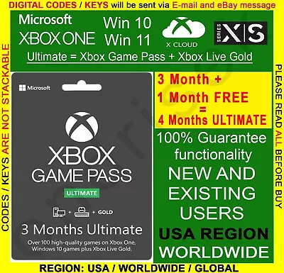 Xbox Game Pass Ultimate 3 Months |  Live Gold | Game Pass  | USA | GLOBAL REGION • $64.99