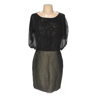 W118 Walter Baker Small Womens Blouson Dress Black Gold Cocktail Evening Formal • $18.49