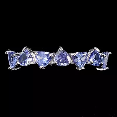 Ring Blue Tanzanite Genuine Mined Gems Solid Sterling Silver Q US 8.25 • £66.49