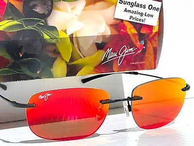 NEW Maui Jim NANEA Matte Black POLARIZED Hawaii Lava Ruby Lens Sunglass RM332-2M • $158.88