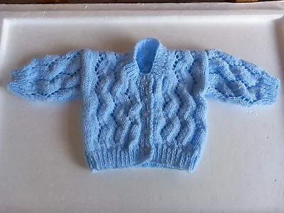 Hand Knitted Baby Cardigan Pale Blue (0-3 Months) Newly Knitted  • £4