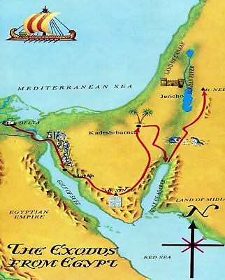 Exodus From Egypt MAP  8x 10  ULTRA PREMIUM SATIN PRINT • $14.97