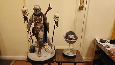 MYC Sculptures Mandalorian 1/4 Scale Statue With Custom Boba Fett Helmet  • $975