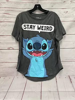 Disney Lilo & Stitch Stay Weird Grey Juniors Size XL Short Sleeve T-Shirt • $14.98
