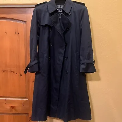 Burberrys’ Mens *50 Regular* Trench Check Lined Coat Raincoat—navy Blue • $290