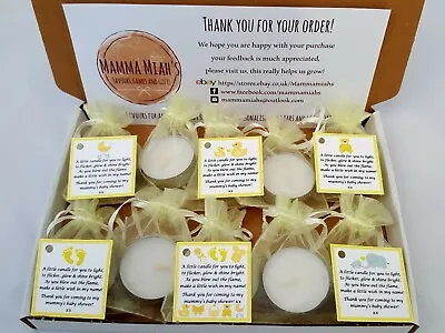 YELLOW BABY SHOWER FAVOURS - SCENTED CANDLES 10 Pack - GIFT BOX UNISEX PRESENT • £5.70