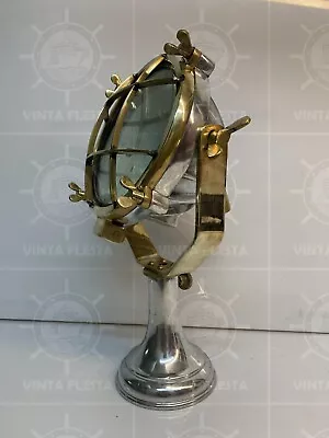 Nautical Antique Solid Brass Search Light Table Spot Lamp With Aluminium Stand • $256.08